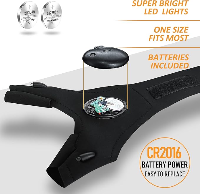 Valentine's Day Gifts for Men, Fathers Day Gift, LED Flashlight Gloves, Mens Gifts, Gadgets for Men, Birthday Gifts for Dad Husband Him, Unique Tool Camping Accessories Fishing