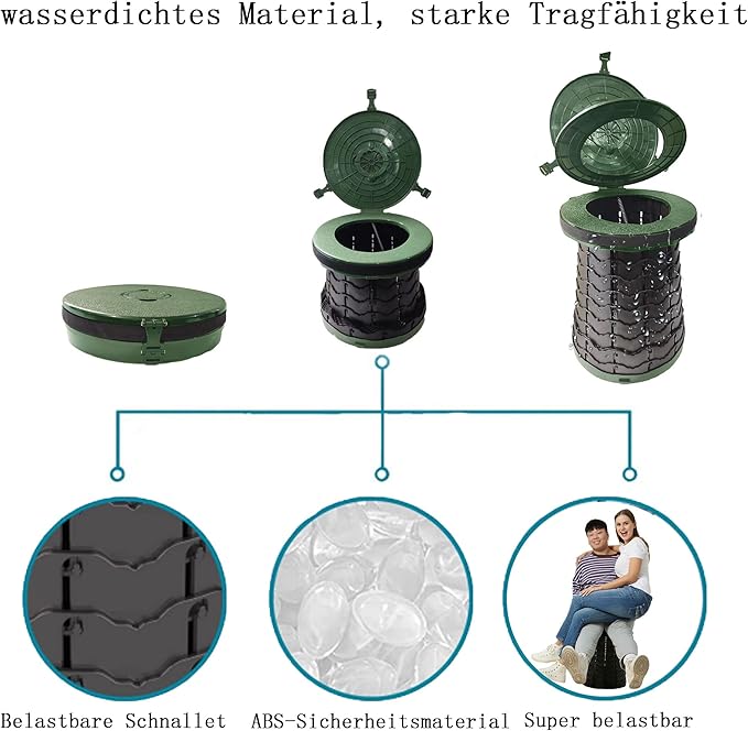 Portable Toilet for Camping Portable Folding Toilet with Carry Bag, Retractable Travel Toilet Foldable Stool Camping Toilet for Adults Kids, Height Adjustable & Sturdy Capacity 880 Lbs