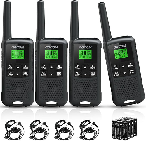 G200 Walkie Talkies for Adults, Long Range Two Way Radios Family Radio Service (FRS) Rechargeable 22 CH NOAA VOX Scan Flashlight 4 Pack Hand held radios