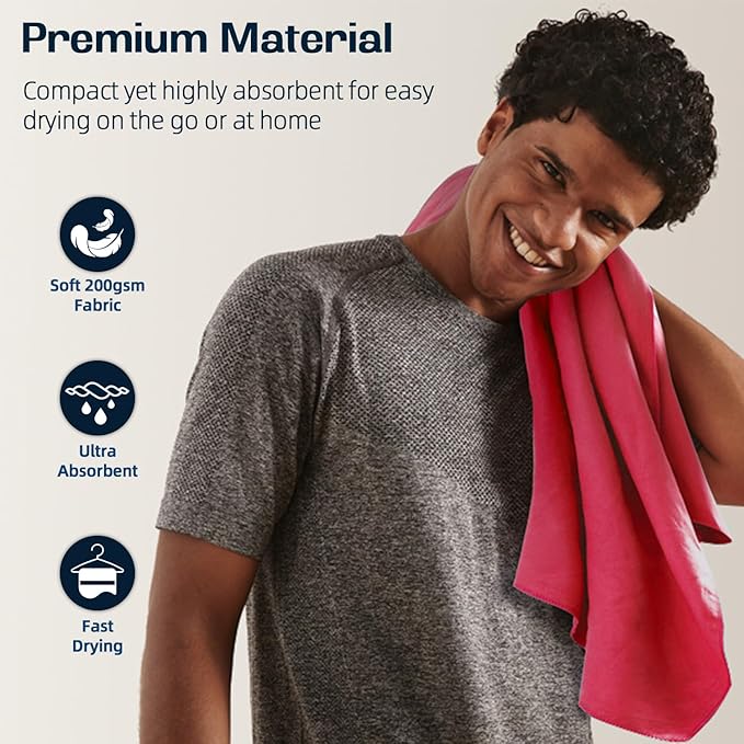 BAGAIL Camping Towel with EVA Case, Compact & Ultra Soft Microfiber Travel Towel - Super Absorbent & Lightweight Quick Dry Towels for Sports, Beach, Gym, Backpacking, Hiking and Yoga