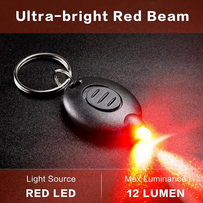 8 Pack Ultra Bright Red LED Keychain Flashlight, Mini Red Light Keychain Flashlight, Red Keychain Flashlight for Night Observation