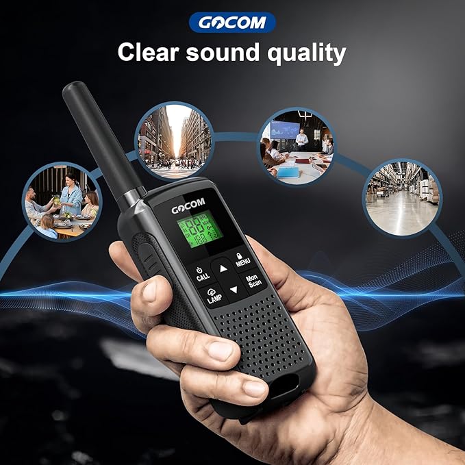 G200 Walkie Talkies for Adults, Long Range Two Way Radios Family Radio Service (FRS) Rechargeable 22 CH NOAA VOX Scan Flashlight 4 Pack Hand held radios