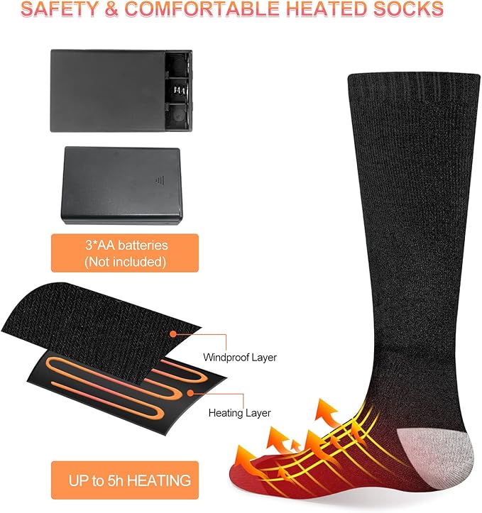 Heated Socks, Heated Socks for Men, Electric Heating Socks, Battery Heated Socks for Women Camping Fishing Cycling Skiing Hunting Hiking