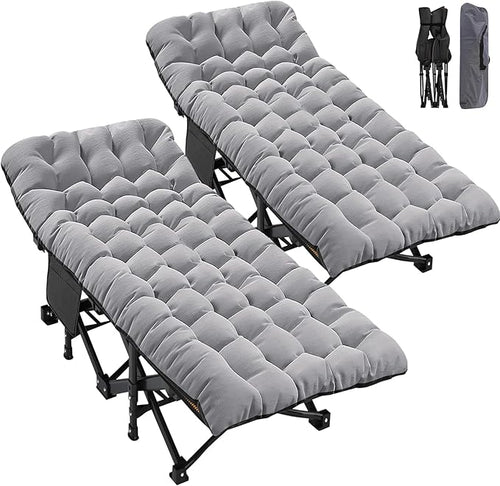 ABORON 2PK Oversized Folding Camping Cot for Adults, Double Layer 1200D, 500lb Capacity, Heavy Duty Guest Cot with Mat & Carrying Bag for Indoor & Outdoor Use