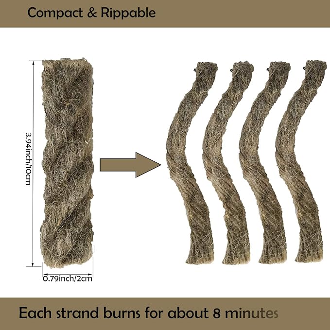 Fat Rope Stick Fire Starter Tinder Waterproof Wind-Resistant Outdoor Quick Fire Kit for Bushcraft Survival Backpacking Camping Hiking-12 Pieces