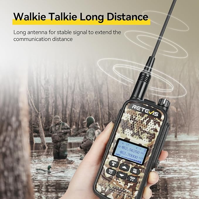 Retevis EZTalk 2 GMRS Two Way Radio, IP67 Waterproof Walkie Talkies, 2200mAh, NOAA, Rechargeable Hunting Radios Long Range, Handheld Walkie Talkie for Adult, Hunting Camo 2 Pcs