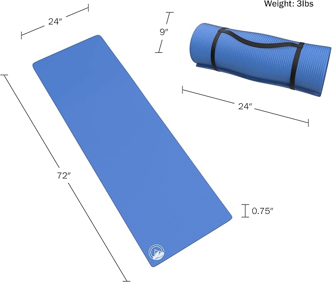 Foam Sleeping Pad for Camping - 0.75-Inch-Thick Waterproof Sleep Pad with Carry Straps for Cots, Tents, or Sleepovers by Wakeman Outdoors (Blue)