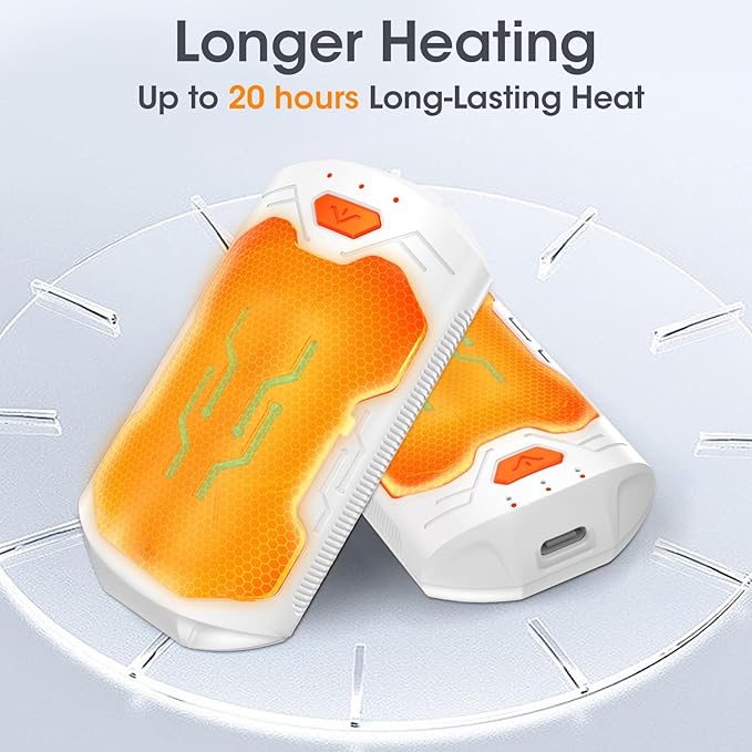 Hand Warmers Rechargeable, 2 Pack 20Hrs Long Heating Pocket Size Electric Handwarmers, Portable USB Hand Warmer Heater Therapy Great Gift for Christmas Outdoors, Hunting, Golf, Camping Men Women