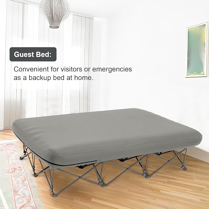 KAMPKEEPER Camping Cot,Folding Camping Bed with Inflatable Air Mattress and Carry Bag,for Outdoor Travel Camp Beach Vacation,(not Included The Airpump)