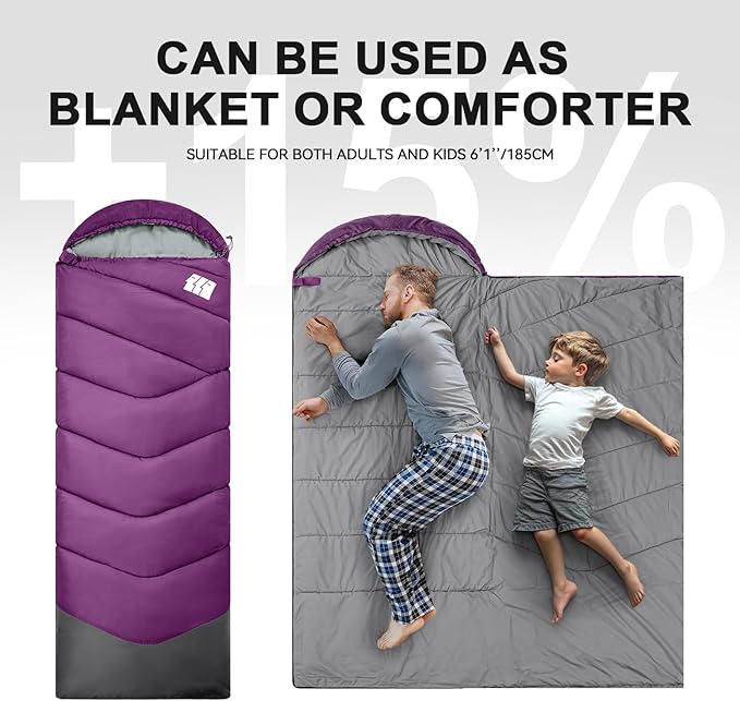 Sleeping Bags for Adults Cold Weather & Warm,Backpacking Camping Sleeping Bag for Tall Girls Boys,Lightweight,Compact,Waterproof Camping Gear for Traveling,Hiking,Hotel,Outdoor & Indoor
