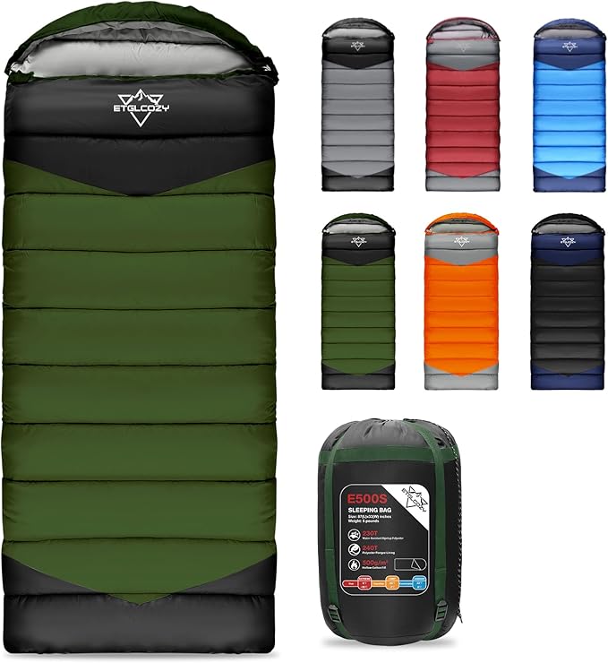 Sleeping Bag for Adults Cold Weather & Warm, Lightweight Backpacking Camping Hiking Essentials Gear for Kids 10-12 Girls Boys Compact w/Compression Sack Indoor Outdoor Sleep Must Haves