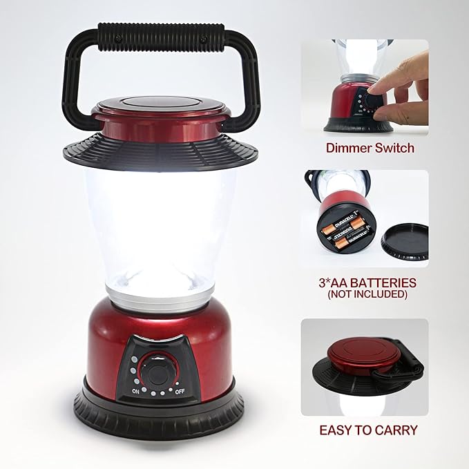 LED Lantern Variable Power Retro Battery Powered Camping Light, COB High Brightness Dimmable Camping Lamp for Hiking, Fishing, Repairing and Emergency Lighting (2)