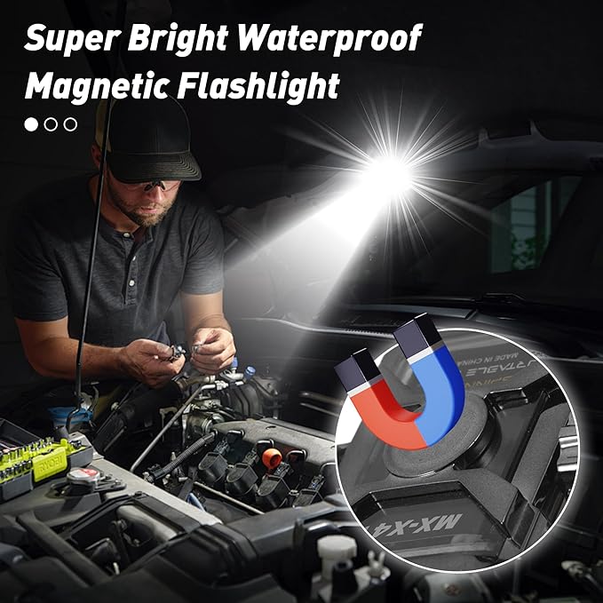 LED Mini Flashlight With Magnet, 6 Modes Super Bright EDC Flashlight, Type-C Rechargeable, Waterproof Keychain Flashlight With White Red Blue Lights, Pocket Flashlight For Hiking, Camping, Rescue