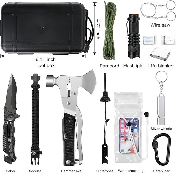 Gifts for Men Dad Him Husband Fathers Day - Survival Kit - Survival Gear and Equipment- Camping Accessories Cool Gadget Birthday Day Gifts for Men Husband Guy