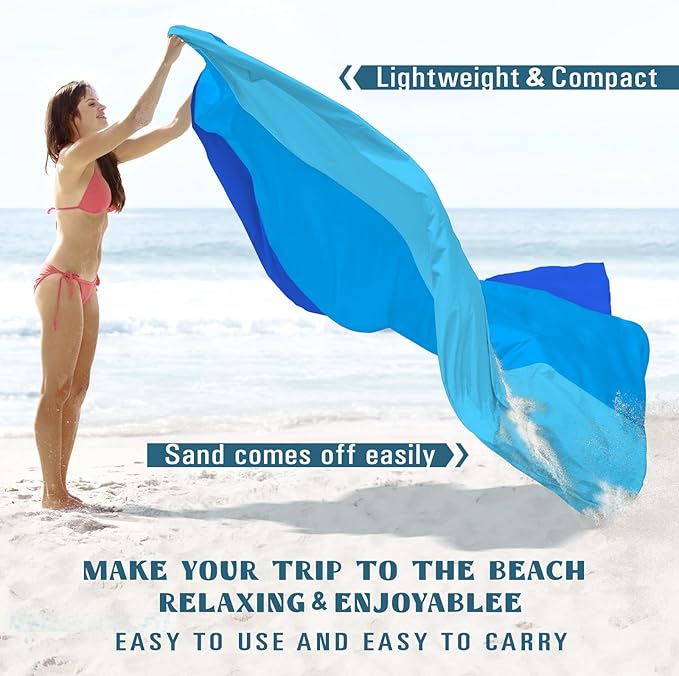 Beach Blanket Sandproof Waterproof 10'×9' 1-8 Adults Oversized,Compact Lightweight Durable Beach Mat for Travel Camping Hiking Picnic Blanket