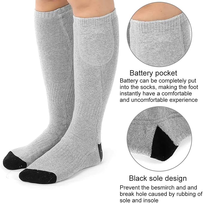 Heated Socks for Men Women, 4-5 Hours -Lasting Heating Thermal Stockings Winter 50℃ Warm Socks for Camping Hiking Fishing Skiing Hunting Foot Warmer, Nice Gift Socks, 4.5v