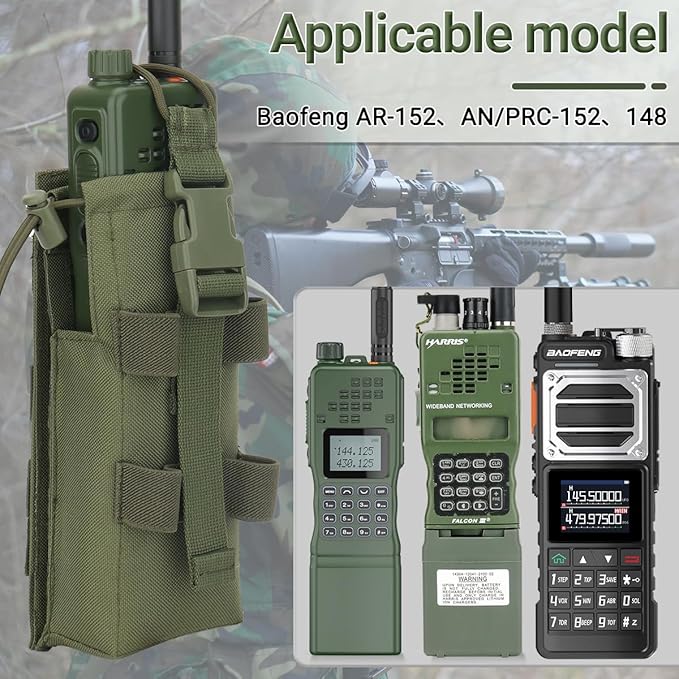 Tactical Molle Radio Holster Holder Case Military Heavy Duty Radios Holster Bag for AR-152 AN/PRC-152 148 UV-25 Two Ways Walkie Talkies Adjustable Storage
