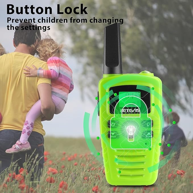 Retevis RA35 Walkie Talkies, Long Range Two Way Radios, Easy to Use, Clear Sound Flashlight Keypad Lock VOX, Toddler Walkie Talkie for Boys Girls, Family 2 Way Radio for Biking, Hiking, Cruise 2 Pcs