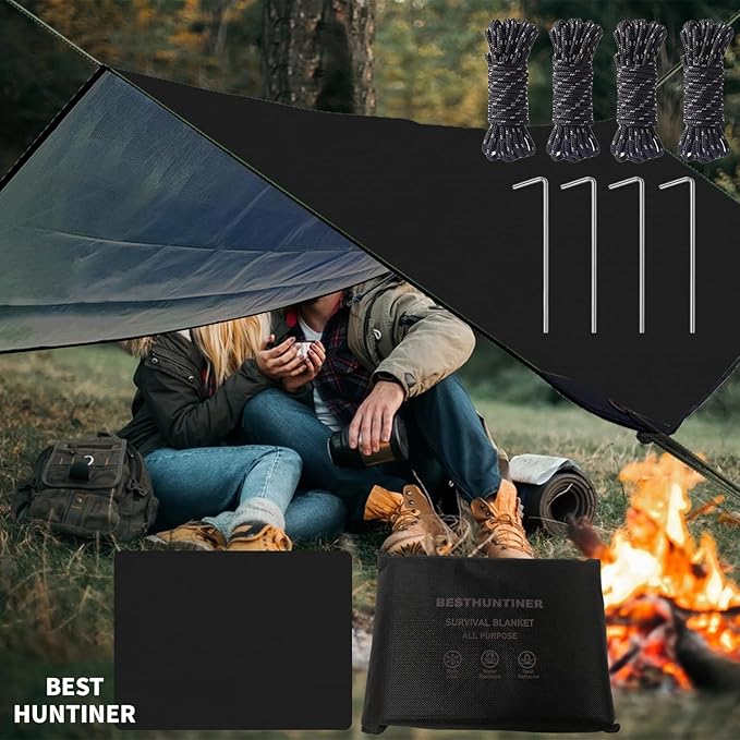 Heavy Duty Survival Blanket -Multifunctional Reflective Tarp Thermal Blanket - 60" x 83" Waterproof Sandproof for Camping Hiking Outdoors Multifunctional Emergency Blanket