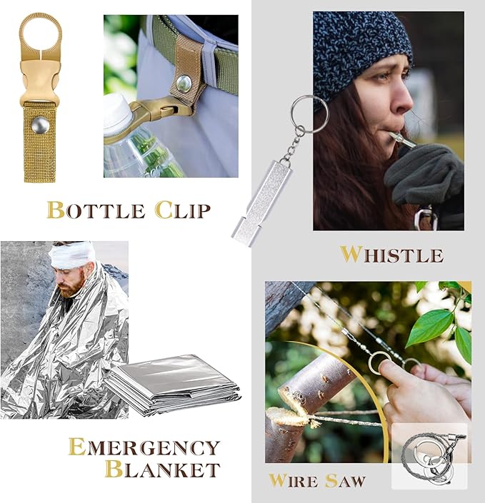 Gifts for Men Dad Husband Him, Survival Kit, Emergency Survival Gear and Equipment 14 in 1, Anniversary Birthday Gifts for Him Boyfriend, Hunting Fishing Camping Accessories, Cool Gadget