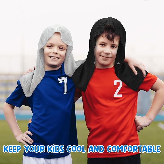 Hosuly 12 Pack Kids Mini Cooling Hoodie Towels Breathable Soft Absorbent Hooded Chilly Towel for Neck and Face Quick Drying UV Sun Protection Cooling Neck Wraps for Sport Workout Camping(Classic)