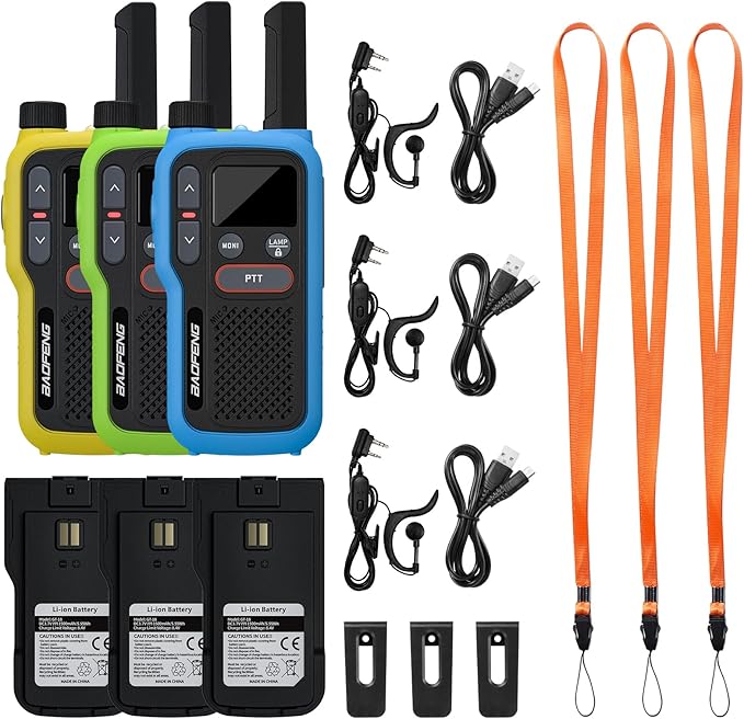 BAOFENG GT-18 Walkie Talkies for Kids Adult, License Free Long Range Rechargeable FRS Two Way Radio,1500mAh Battery, 22 Channels with Scan, Flashlight, VOX for Camping Hiking Family, 3 Pack