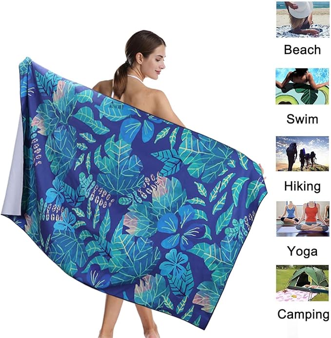 CHARS Microfiber Quick Drying Beach Towel Super Absorbent & Sand Free Towel for Kids Teens Adults Travel Gym Camping Pool Yoga Outdoor and Picnic(63"×31"/63"×39")