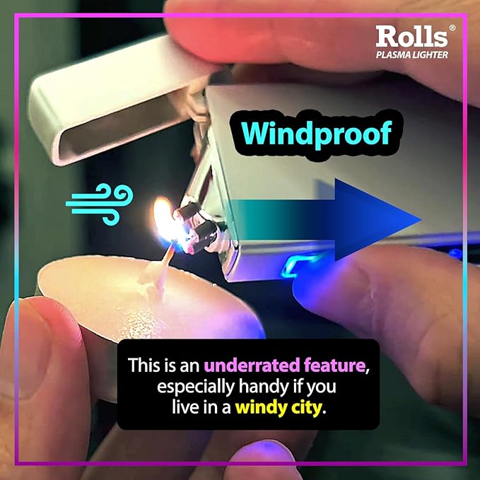 Rolls Electric Lighter - USB Rechargeable Cool Lighters - Retro Gamer Gifts for Men - Windproof Electronic Arc Lighter - Candle Lighter - Custom Unique Gadgets - by Rolls Plasma Lighter (Grey)