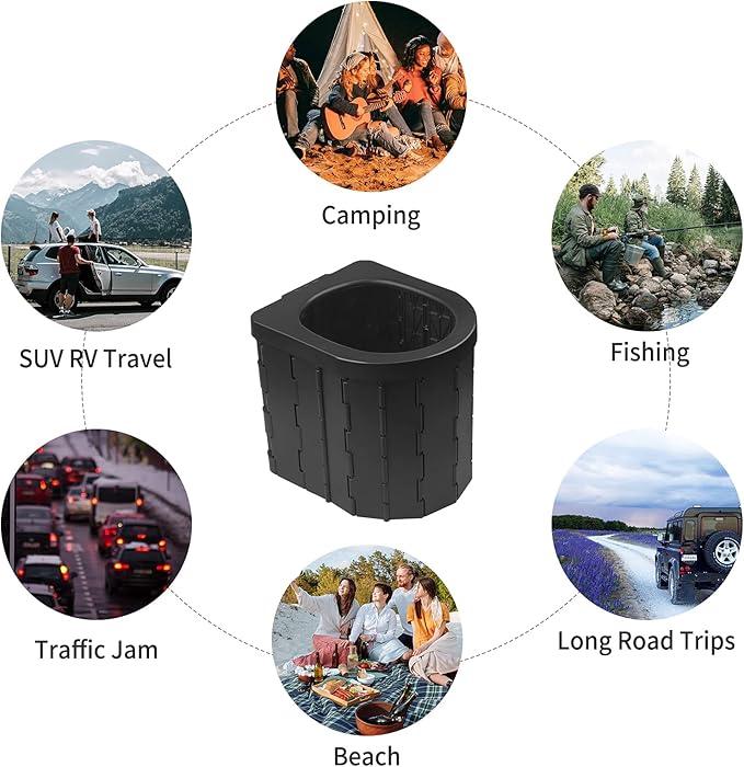 Portable Toilet for Camping, Portable Potty for Adults, Porta Potty Travel Toilet Commode Bucket Toilet for Camping, Car, Travel, Outdoor, Hiking, Backpack, Trips, Tent, Boat, Beach, Traffic Jam, Home