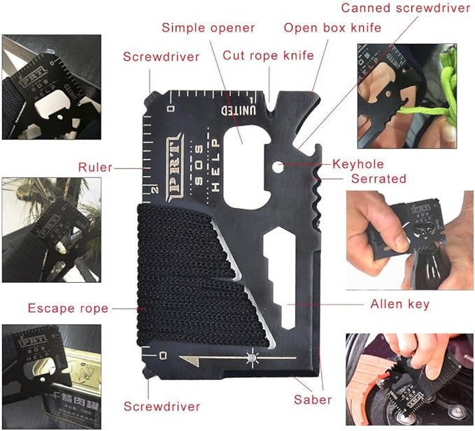 XUANLAN Emergency Survival Kit, Outdoor Survival Gear Tool with Survival Bracelet, Fire Starter, Whistle, Wood Cutter, Water Bottle Clip, Pen