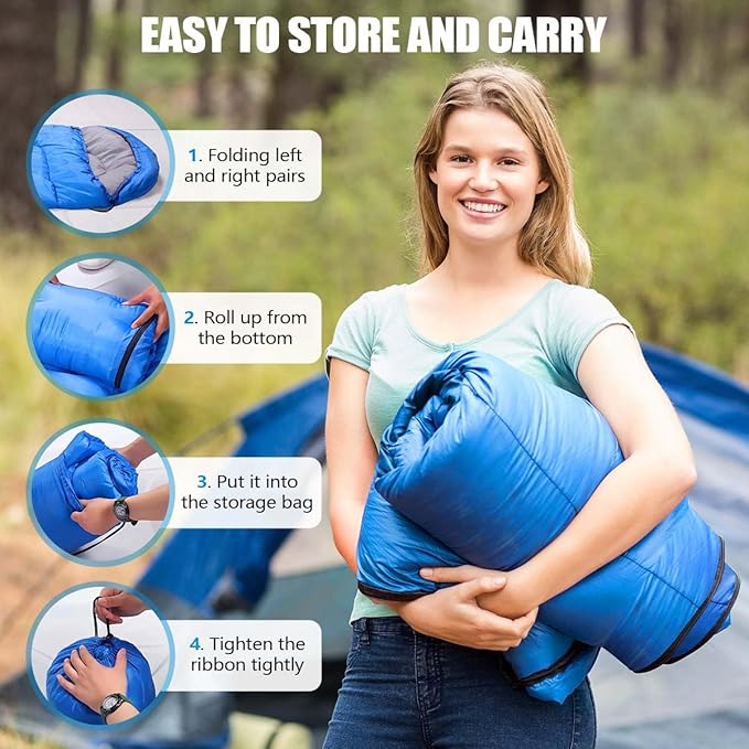 OBTANIM Sleeping Bags Portable Waterproof Camping Sleeping Bag for Adults Kids 4 Seasons Cold Weather or Warm Backpacking Hiking Mountaineering Indoor Outdoor Use