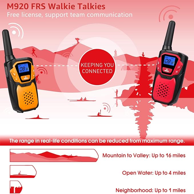 Walkie Talkies for Kids Rechargeable, Easy to Use Family Walky Talky Toy for 3-12 Years Old Boys and Girls Birthday for Camping Hiking Outdoor with Regular Micro-USB Charger/Battery