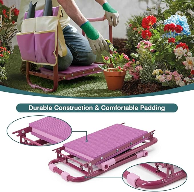 Foldable Garden Kneeler and Seat,Portable Kneeler Stool - Heavy Duty Garden Bench, Resistant Gardening Stool, Comfortable EVA Foam Cushion - Ideal for Women's Gardening, Camping...