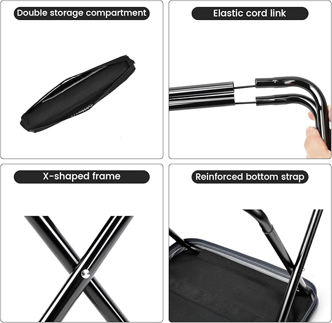 Camping Stool,Portable Foldable Shoulder Bag Stool Adult Collapsible Chairs for Fishing Outdoor Hiking 300 LBS Load