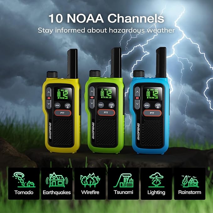 BAOFENG GT-18 Walkie Talkies for Kids Adult, License Free Long Range Rechargeable FRS Two Way Radio,1500mAh Battery, 22 Channels with Scan, Flashlight, VOX for Camping Hiking Family, 3 Pack