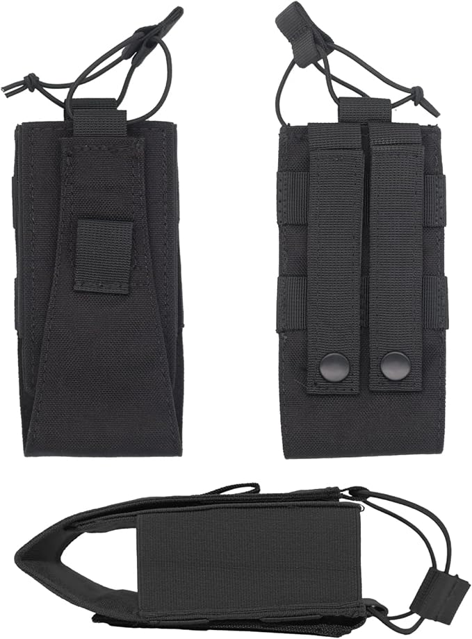 1000D Nylon Tactical Radio Holder Radio Case Radio Pouch Military Molle Radio Walkie Talkie Holder Bag Hunting Magazine Pouches Pocket for Two Ways Walkie Talkies Compatible (Black)