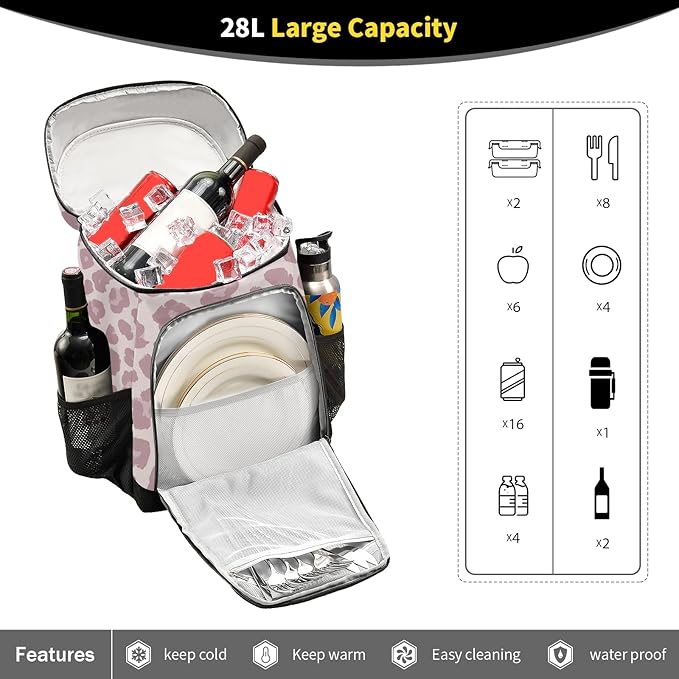 Cooler Backpack Insulated Leak Proof Beach Cooler Bag 30 Cans Waterproof Lightweight Soft Lunch Picnic Cooler for Men Women