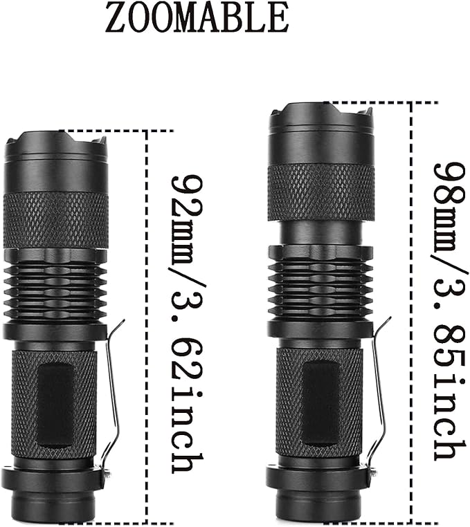 Bright Mini LED Flashlight Single Mode Flashlight Zoomable with Clip Small Flashlight for Camping Hiking Emergency, 5 Pack