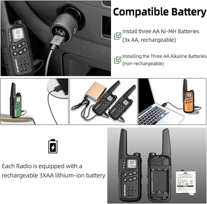 Walkie Talkies, Walkie Talkies for Adults Long Range MP25 Family Walkie Talkie with NOAA Weather Alerts Flashlight and Type-C Charging Cable for Camping Gear Hiking Trip(Black,Include Battery)