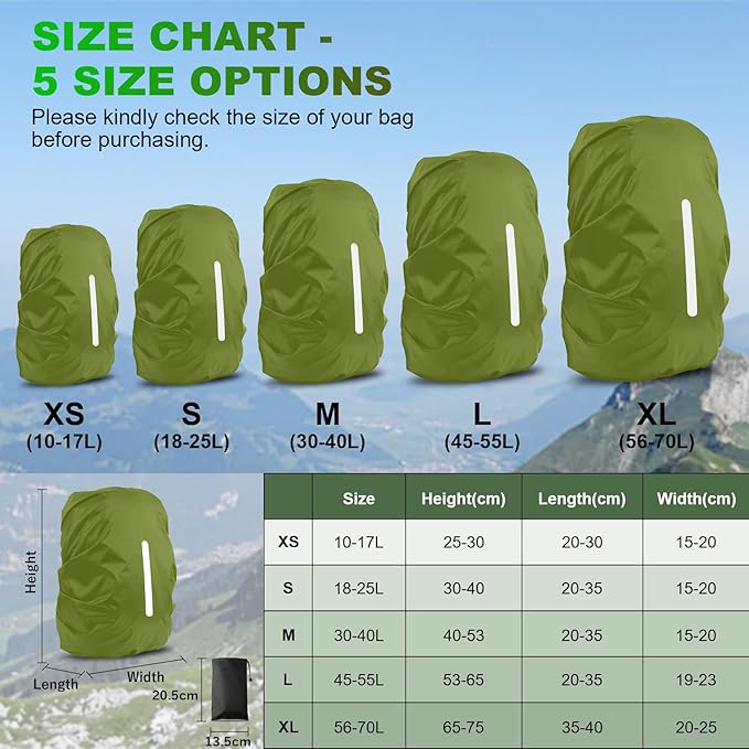 LAMA 2 Pack Waterproof Rain Cover for Backpack, Reflective Rucksack Rain Cover for Anti-dust/Anti-Theft/Bicycling/Hiking/Camping/Traveling/Outdoor Activities