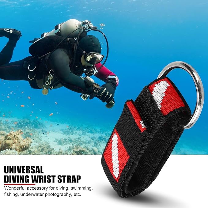 EVTSCAN Scuba Diving Adjustable Wrist Strap with D Ring, Sticky Back, for Cameras, Flashlights, Compass, Dive Slates, for Scuba Divers Snorkelers