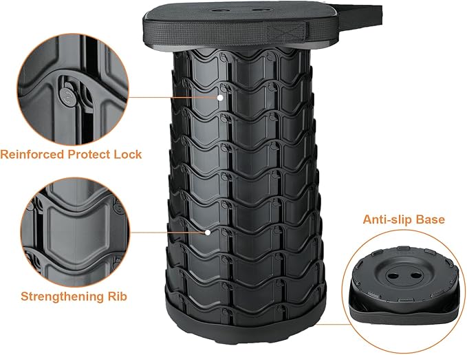 Boreeman 2 Pack Collapsible Stool, Square Shape, Lightweight Yet More Sturdy with Load Capacity 400lbs, Upgraded Portable Stool for Camping Fishing Hiking BBQ