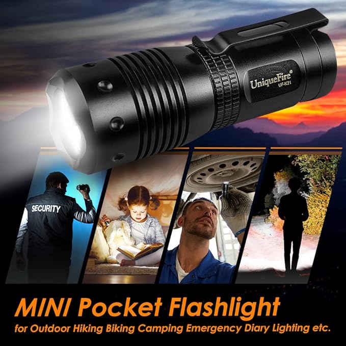 UniqueFire K21 EDC Flashlight Rechargeable Powerful Flashlight 1200 High Lumens Flash light 5 Modes Super Bright Flashlight with Magnetic End Caps Battery & Charger