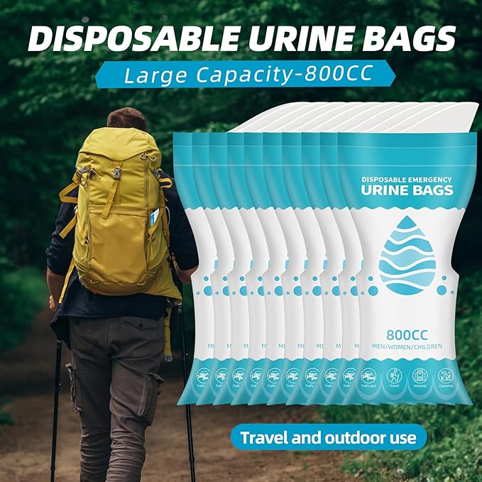10 Pack Disposable Urine Bags, 800ML Pee Bags for Travel for Men Women, Disposable Urinal Bags and Unisex Urinal Bag, Vomit Bags, Pee Bag for Traffic Jams, Camping, Pregnant, Patient