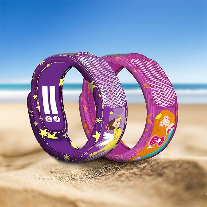 PARA'KITO Mosquito Repellent Pack - 2 Kids Wristbands & 2 Refills Mermaid/Angel