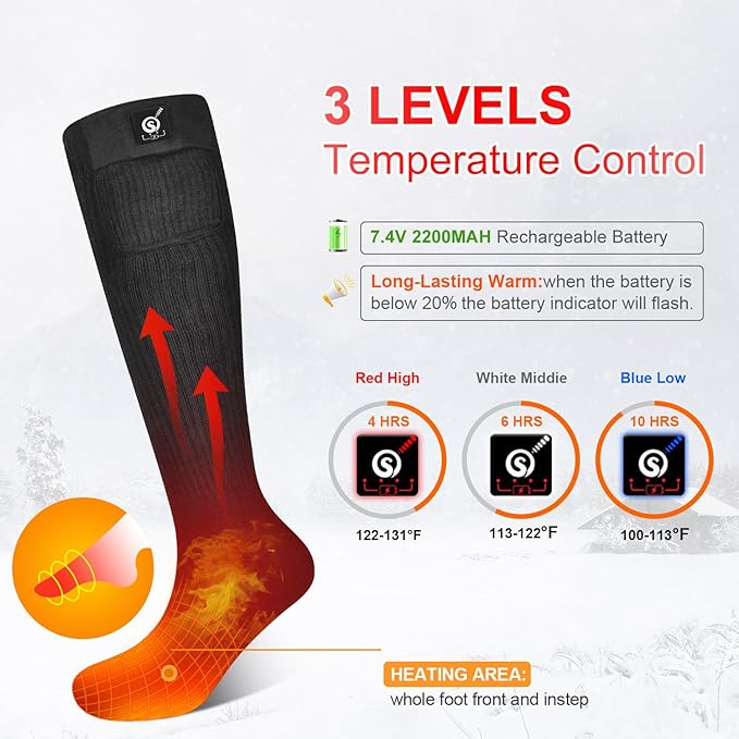 Heated Socks for Women Men,Foot Warmers Electric Rechargable Battery Heating Socks,Winter Cold Feet Hunting Ski Camping Hiking Riding Motorcycle Snowboating Thermal Warm Socks