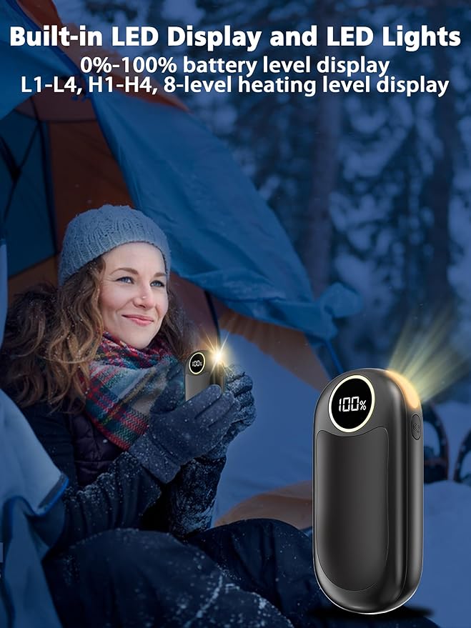 Hand Warmers Rechargeable, 14000mAh Electric Hand Warmer Max 18Hrs Warmth, Dual-Sided Hand Warmers Reusable Heat Up to 131℉, Portable Gloves Handwarmers for Raynauds, Hunting, Golf, Football, Camping