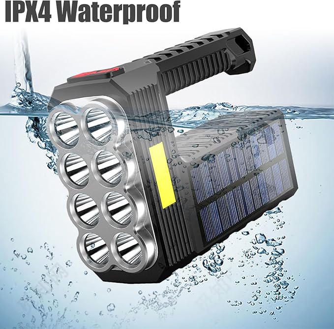 2pcs Flashlight Rechargeable Flashlights, 100000 High Lumens Super Bright 8 LED COB Sidelight with 3 Modes, Portable Lightweight Waterproof Spotlight Flashlight for Emergency (Black) (1) (2PCS)