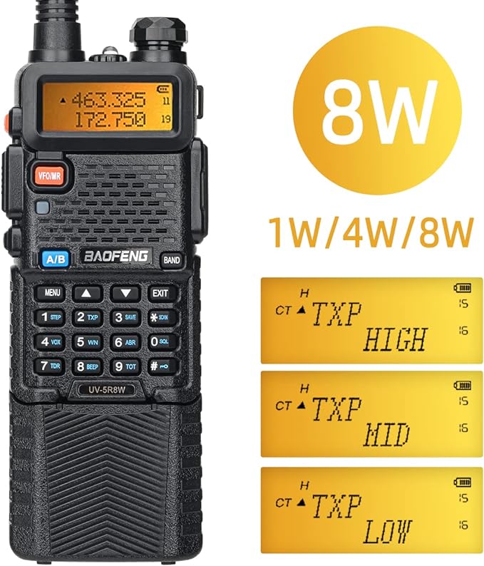 BaoFeng UV-5R 8W Radio Ham Radios Long Range Rechargeable Handheld Two-Way Radio Walkie Talkies for Adults with Earpiece,3800mAh Battery and USB Charging Cable for Survival Gear Hunting