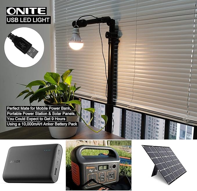 Onite 4-Pack USB LED Light Bulb | 2700K Warm White | Emergency Backup Lighting for Camping, RV, Garage, and Power Outage Preparedness
